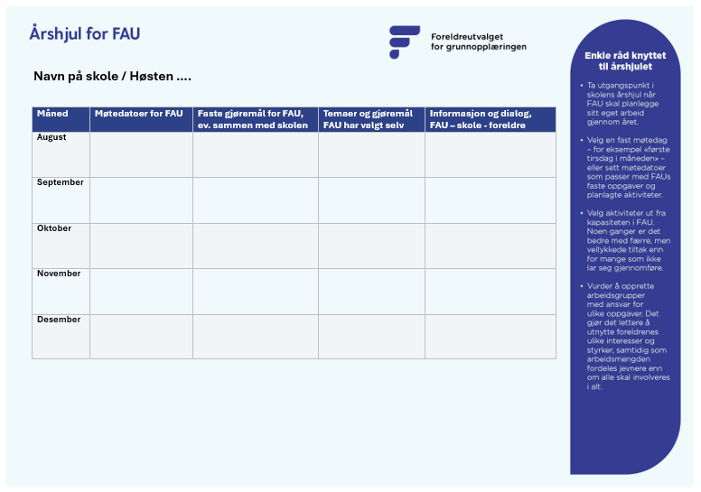 Årshjul for FAU mal 