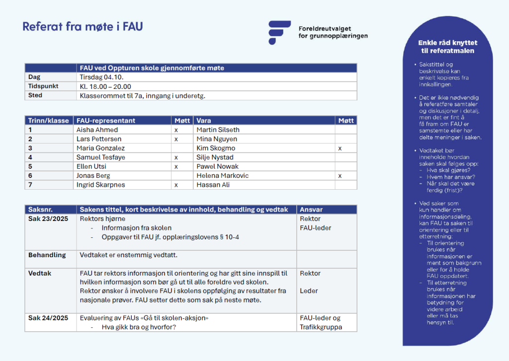 Referat FAU eksempel