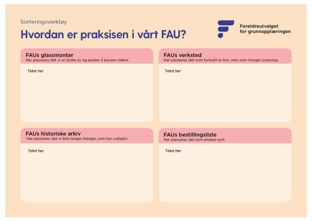 Sorteringsverktøy - Hvordan er praksisen vår i FAU